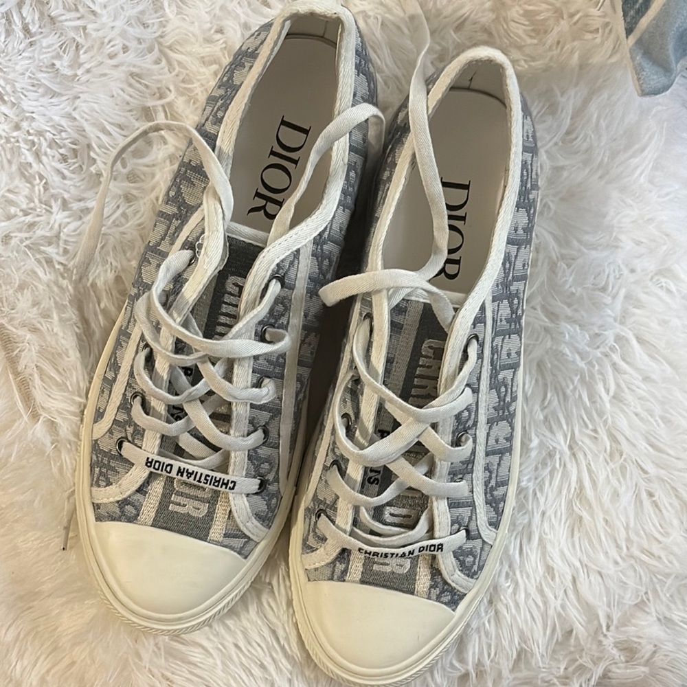 Dior Monogram Canvas Sneakers in Gray and Cream , $500 - Picture 3 of 7